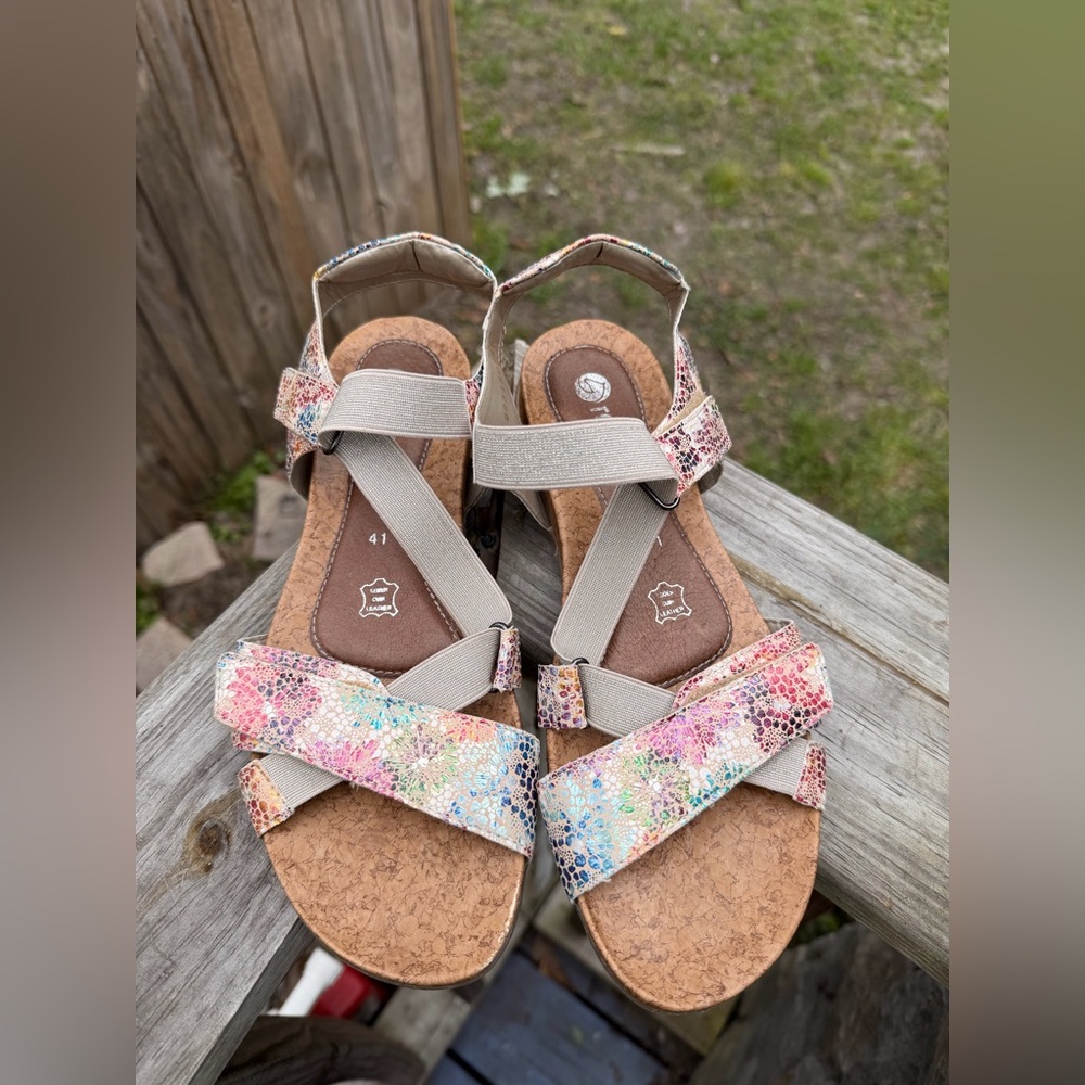 Remonte Multicolor Floral Cork Footbed Women's Sandals Size 9.5 Made For Comfort